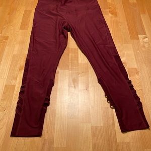 Maroon colored boho athletic leggings